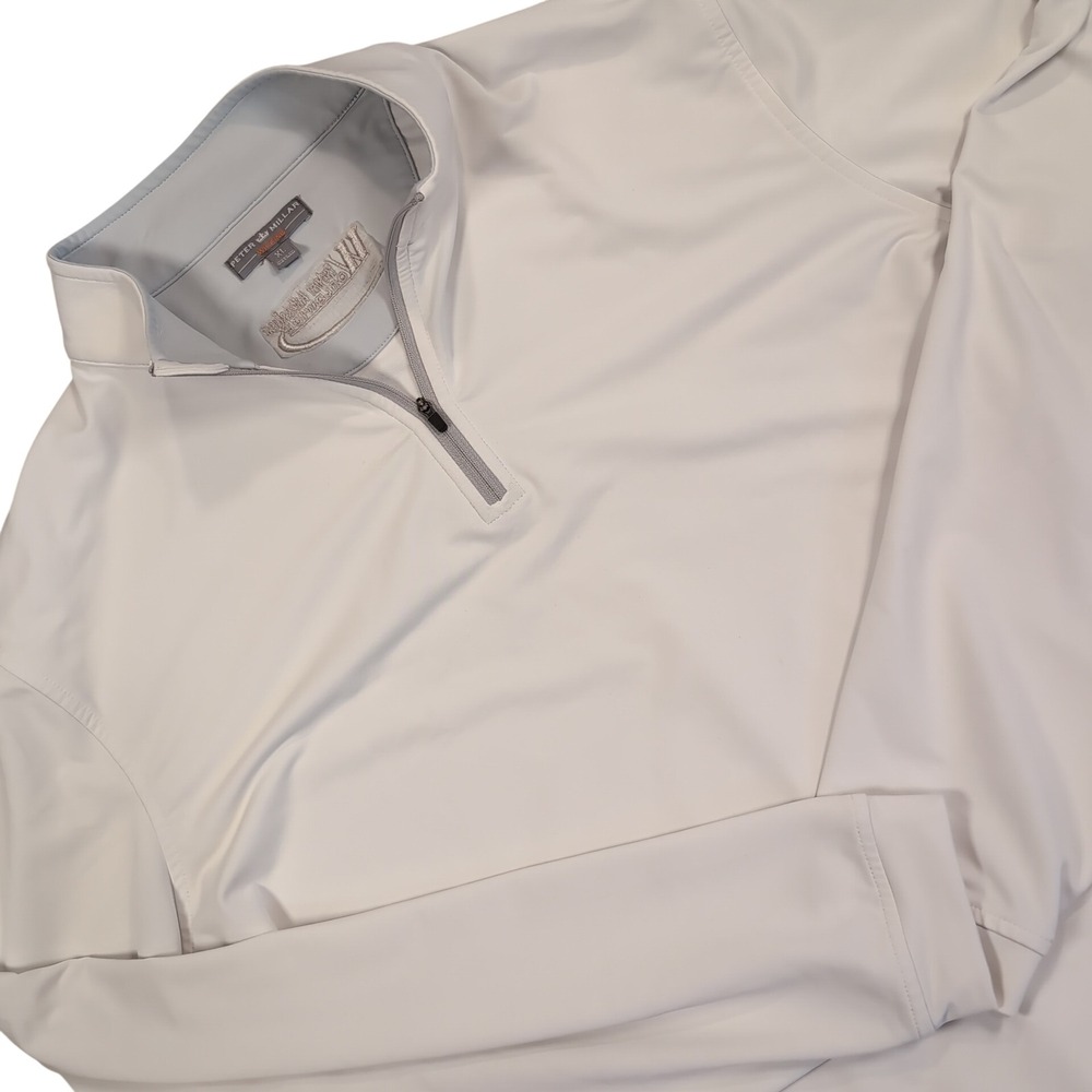 Peter Millar Quarter Zip Pullover Mens XL White Wicking Performance Perth Stain